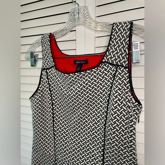 Lands’ End Women’s Dress Size 6T White Black Sleeveless A-Line Jacquard Flounce - Picture 6 of 16